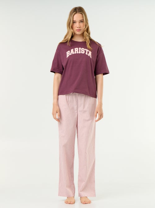 Conjunto de pijama de algodón - Camiseta + pantalón - Kiabi Conjunto de pijama de algodón - Camiseta + pantalón - Kiabi