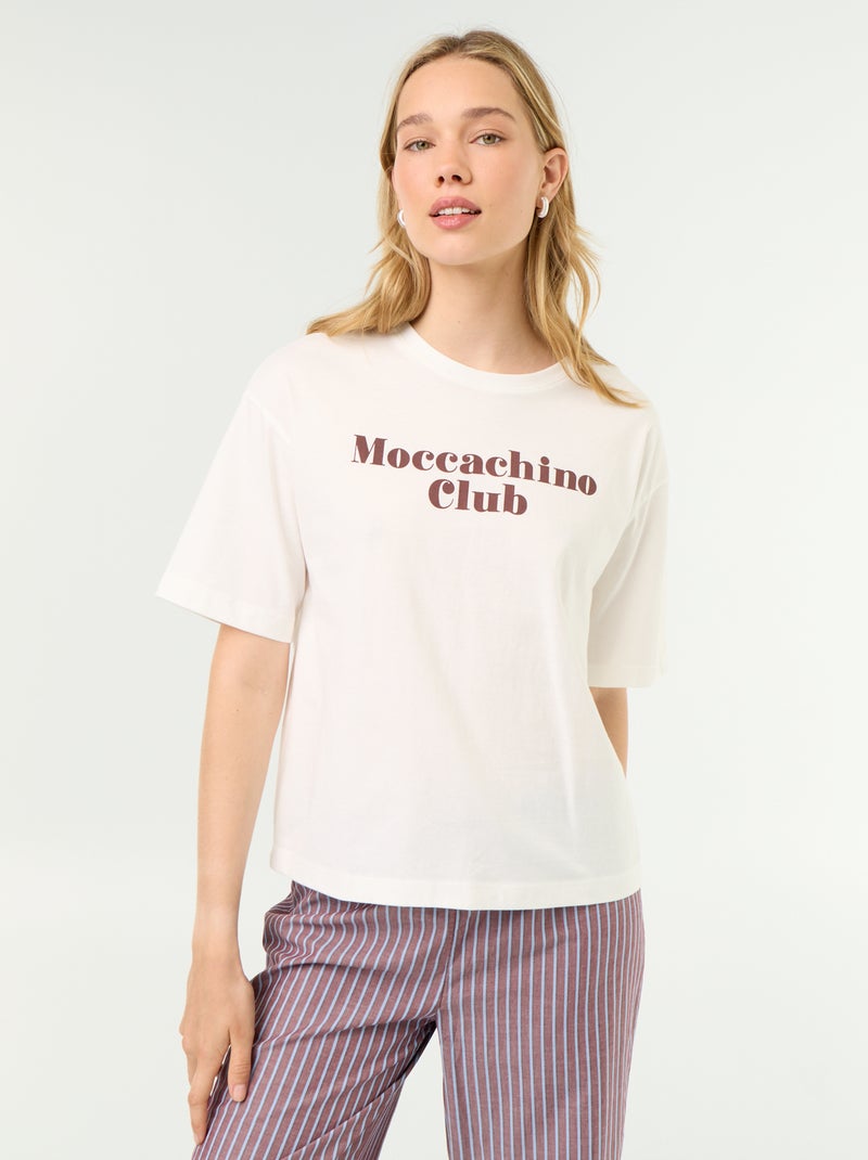 Conjunto de pijama de algodón - Camiseta + pantalón Marron - Kiabi