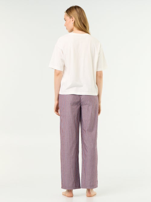 Conjunto de pijama de algodón - Camiseta + pantalón - Kiabi Conjunto de pijama de algodón - Camiseta + pantalón - Kiabi