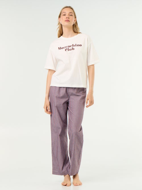 Conjunto de pijama de algodón - Camiseta + pantalón - Kiabi Conjunto de pijama de algodón - Camiseta + pantalón - Kiabi