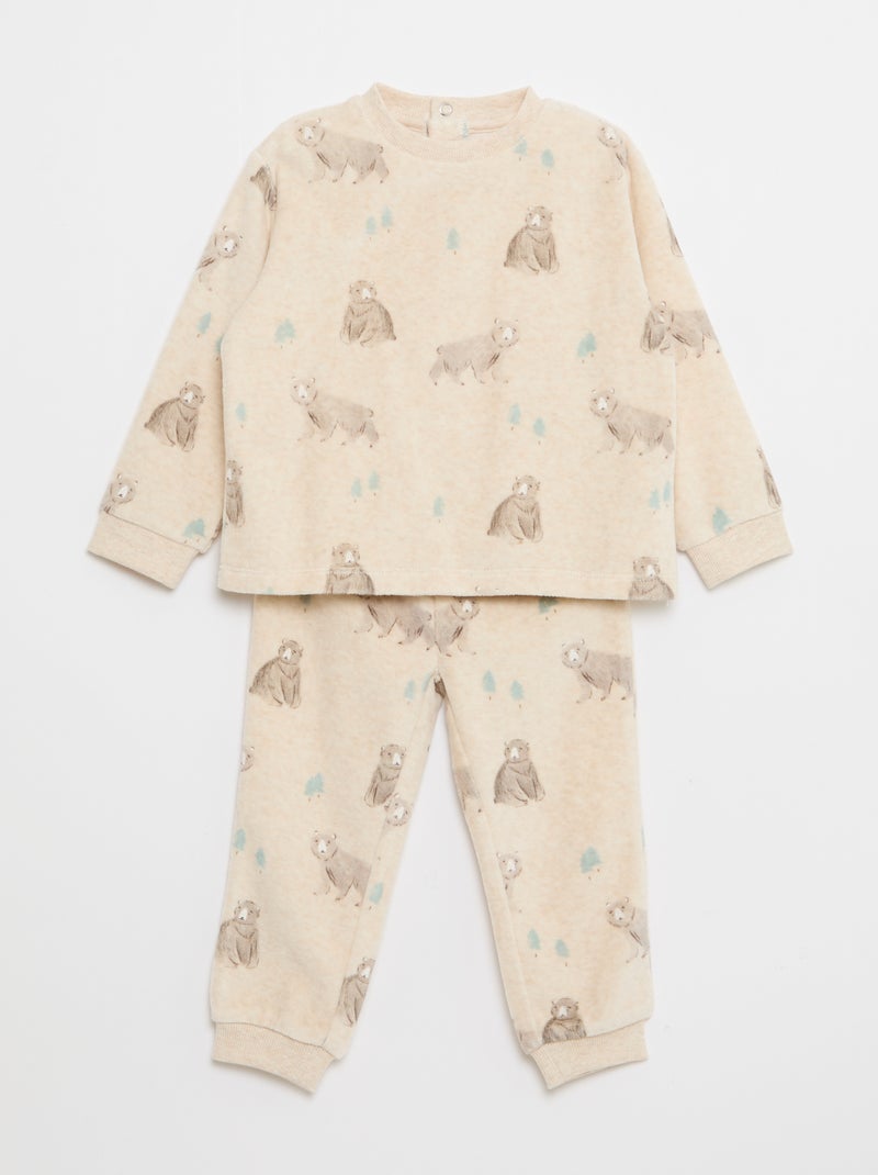 Conjunto de pijama de algodón Beige - Kiabi