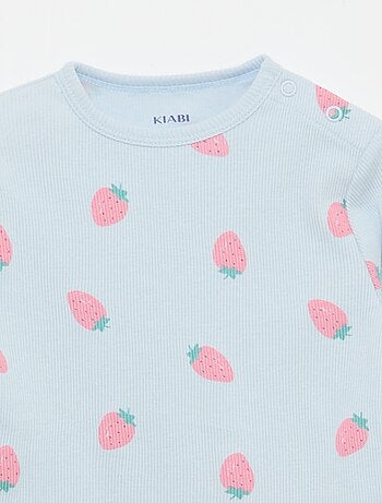 Conjunto de pijama de algodón de canalé - 2 piezas