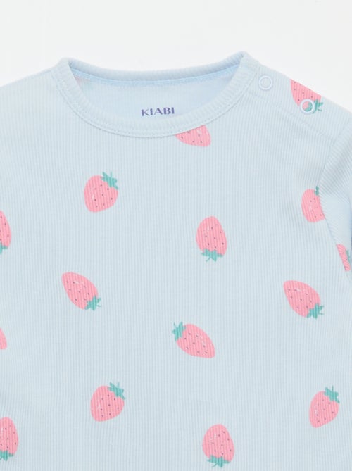 Conjunto de pijama de algodón de canalé - 2 piezas - Kiabi