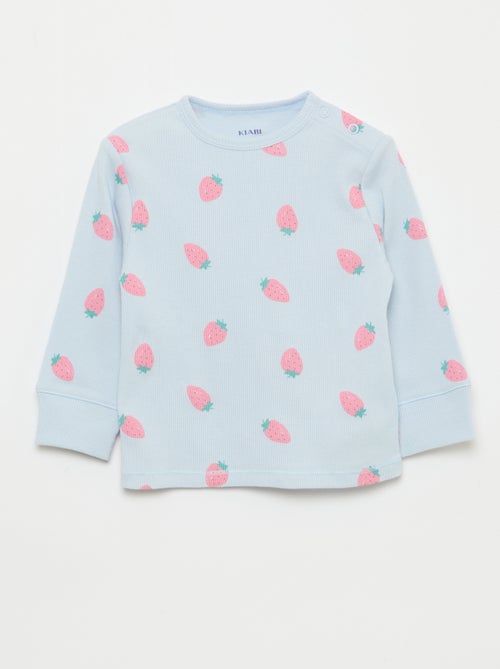 Conjunto de pijama de algodón de canalé - 2 piezas - Kiabi