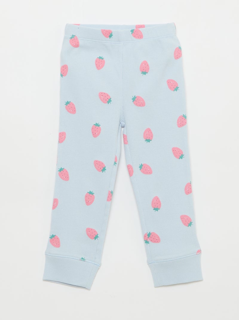 Conjunto de pijama de algodón de canalé - 2 piezas Azul - Kiabi