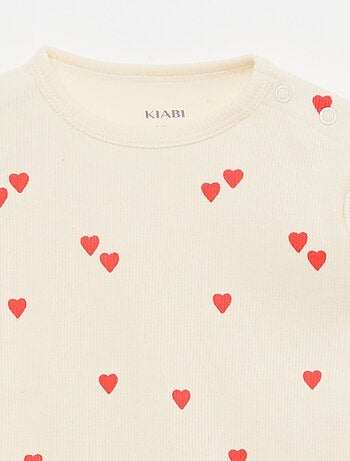 Conjunto de pijama de algodón de canalé - 2 piezas