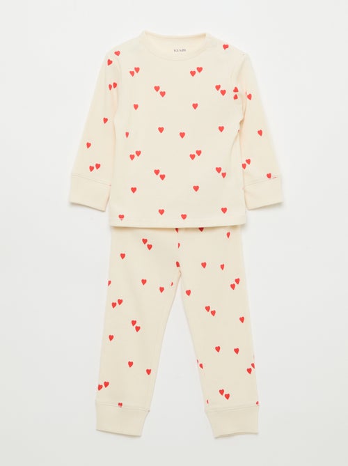 Conjunto de pijama de algodón de canalé - 2 piezas - Kiabi