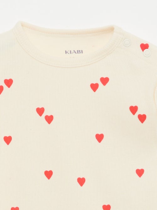 Conjunto de pijama de algodón de canalé - 2 piezas - Kiabi