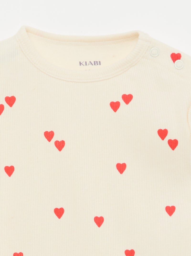 Conjunto de pijama de algodón de canalé - 2 piezas Blanco - Kiabi
