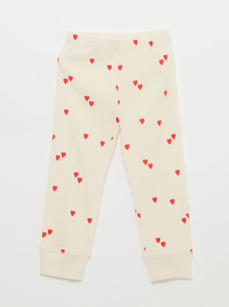 Conjunto de pijama de algodón de canalé - 2 piezas Blanco - Kiabi