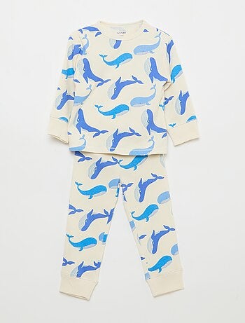 Conjunto de pijama de algodón de canalé - 2 piezas
