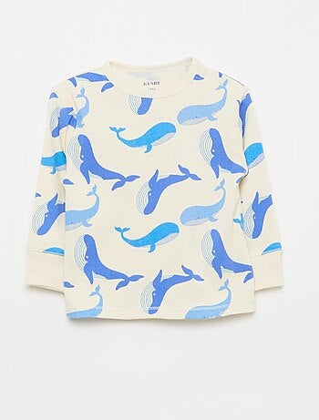 Conjunto de pijama de algodón de canalé - 2 piezas