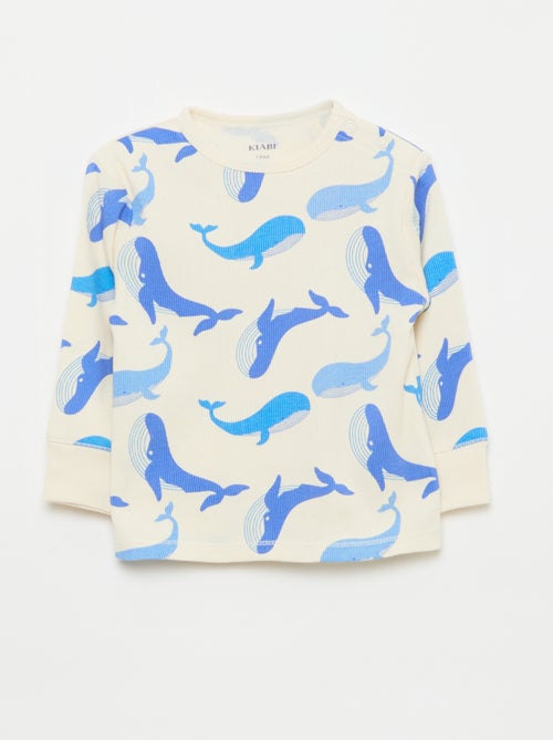 Conjunto de pijama de algodón de canalé - 2 piezas - Kiabi