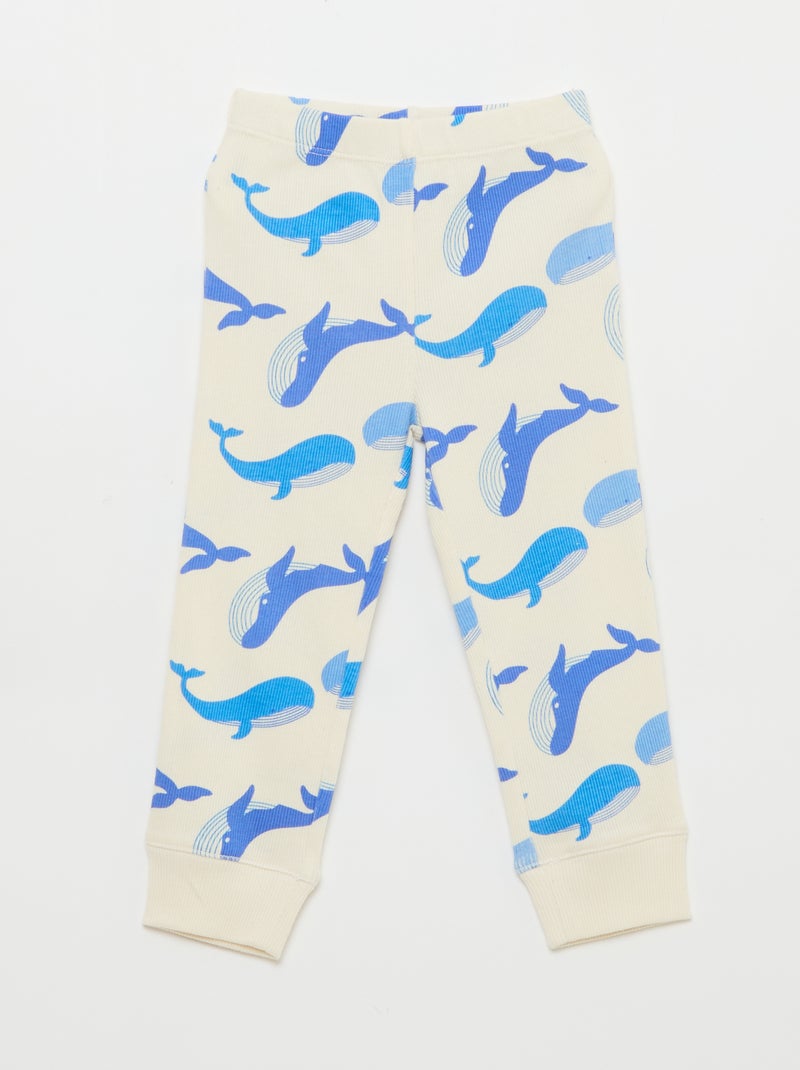 Conjunto de pijama de algodón de canalé - 2 piezas Blanco - Kiabi