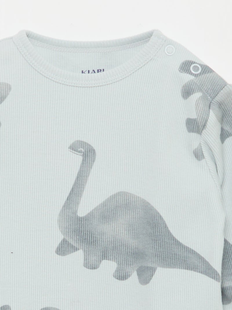 Conjunto de pijama de algodón de canalé - 2 piezas Gris - Kiabi