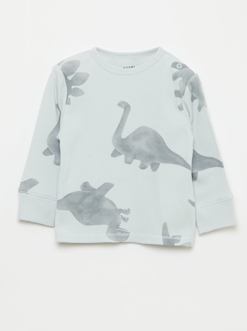 Conjunto de pijama de algodón de canalé - 2 piezas Gris - Kiabi