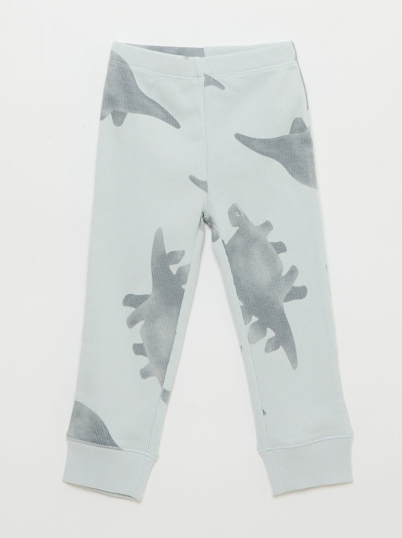 Conjunto de pijama de algodón de canalé - 2 piezas Gris - Kiabi