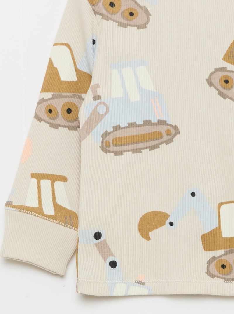 Conjunto de pijama de algodón de canalé - 2 piezas Gris - Kiabi