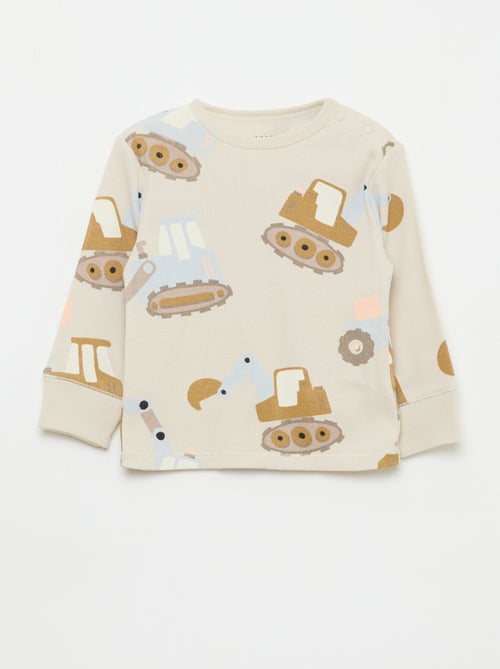 Conjunto de pijama de algodón de canalé - 2 piezas - Kiabi