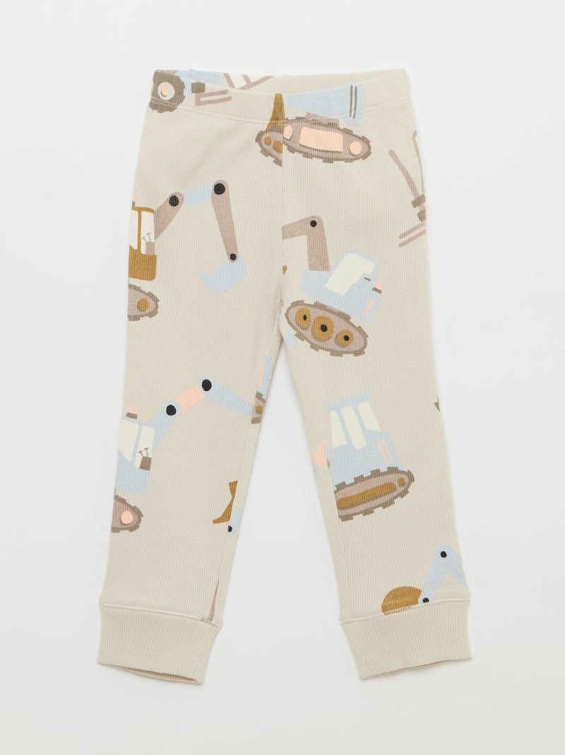 Conjunto de pijama de algodón de canalé - 2 piezas Gris - Kiabi
