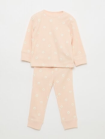 Conjunto de pijama de algodón de canalé - 2 piezas