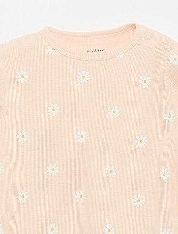 Conjunto de pijama de algodón de canalé - 2 piezas