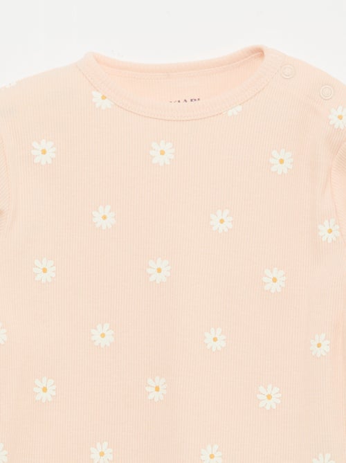 Conjunto de pijama de algodón de canalé - 2 piezas - Kiabi