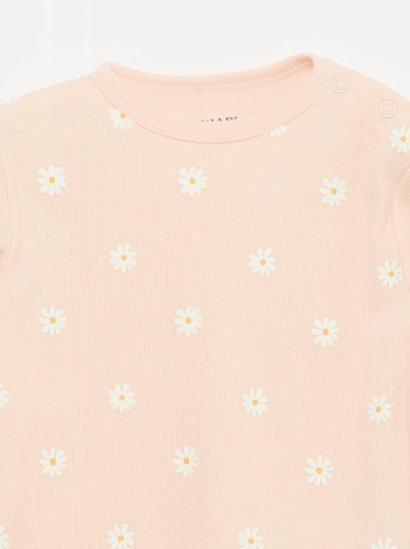 Conjunto de pijama de algodón de canalé - 2 piezas Rosa - Kiabi