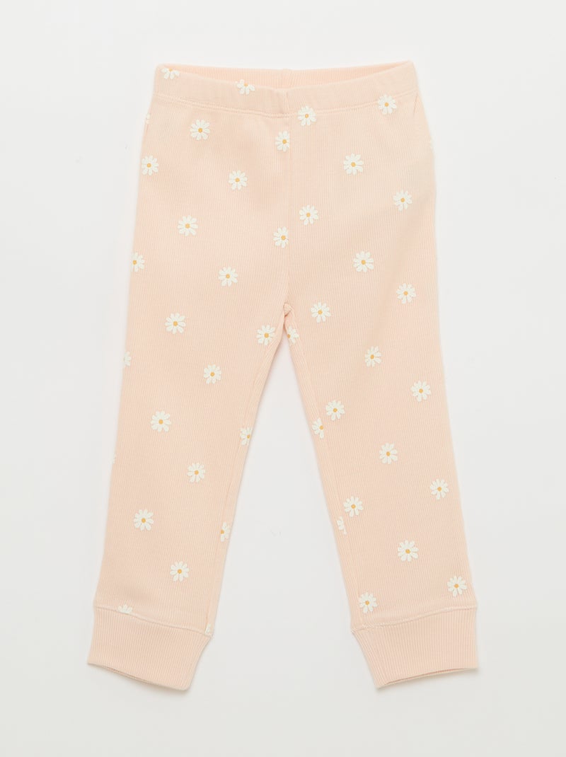 Conjunto de pijama de algodón de canalé - 2 piezas Rosa - Kiabi
