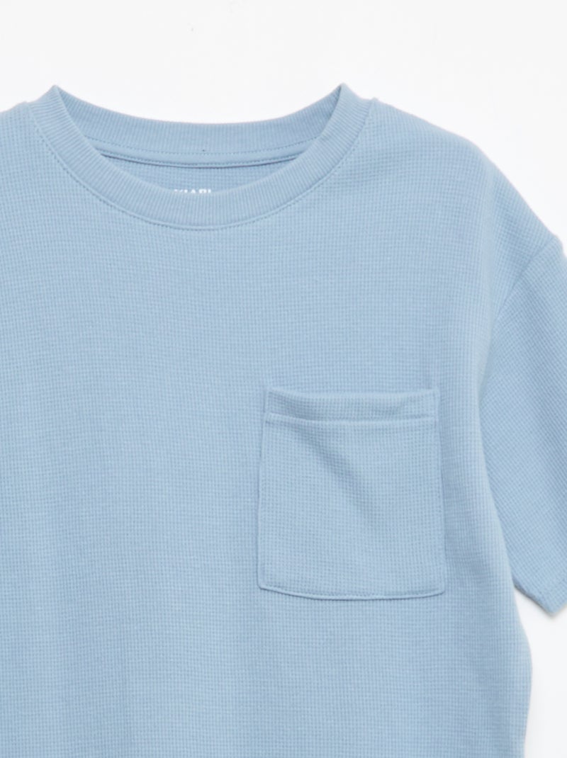 Conjunto de pijama de algodón liso Azul - Kiabi