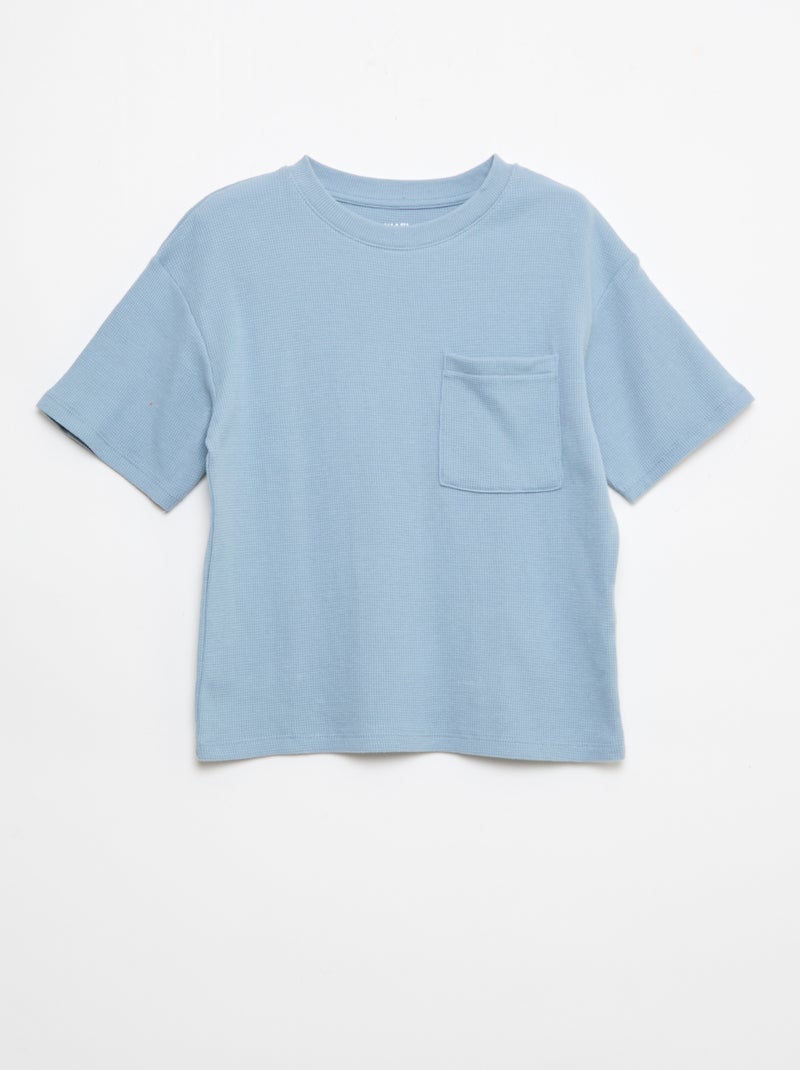 Conjunto de pijama de algodón liso Azul - Kiabi
