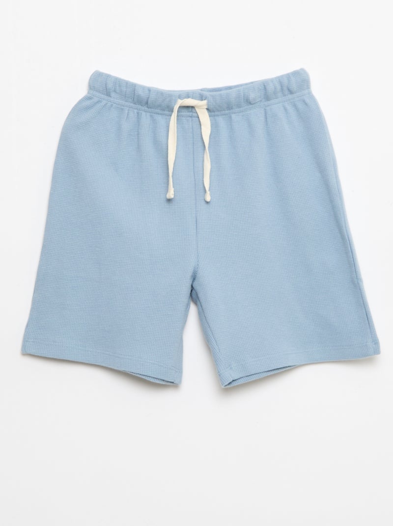 Conjunto de pijama de algodón liso Azul - Kiabi