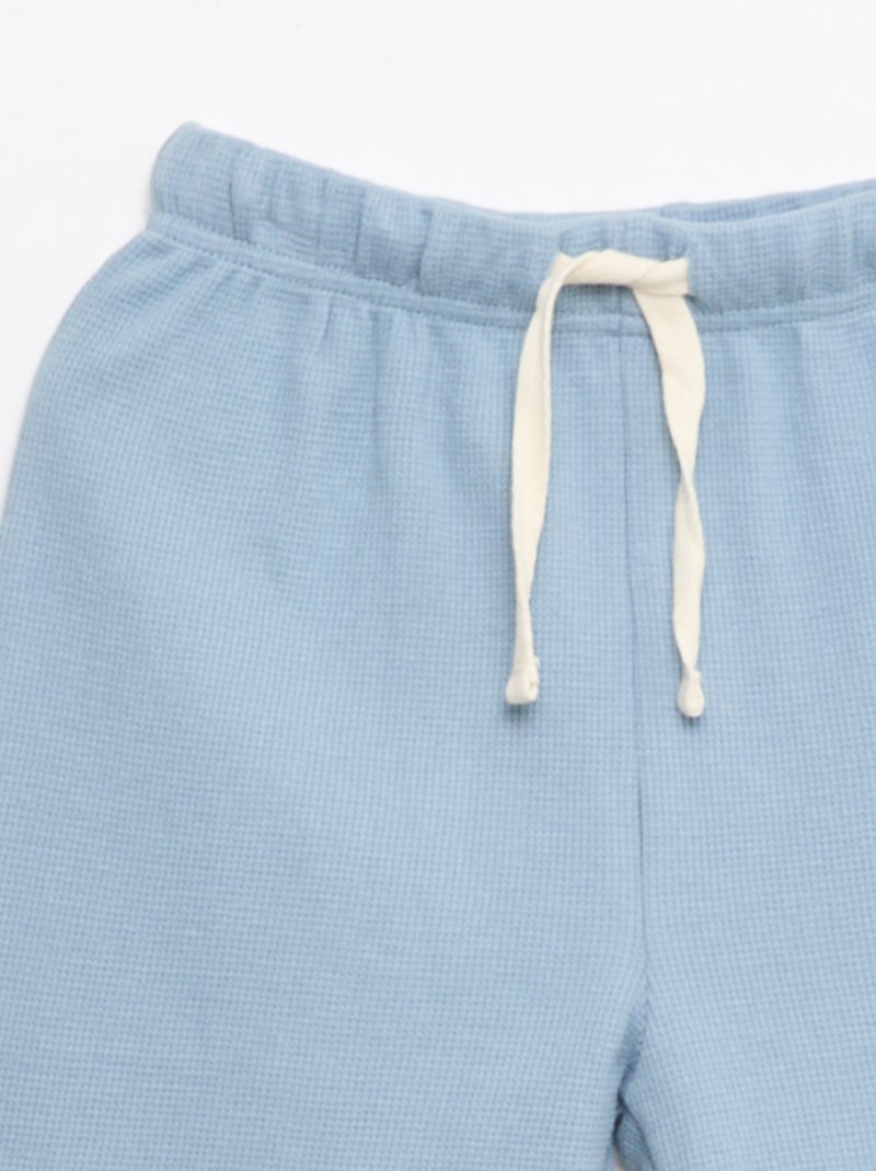 Conjunto de pijama de algodón liso Azul - Kiabi