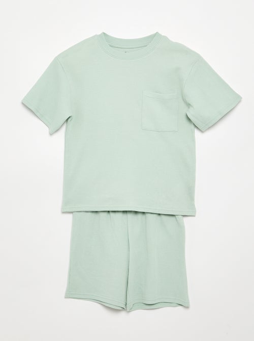 Conjunto de pijama de algodón liso - Kiabi