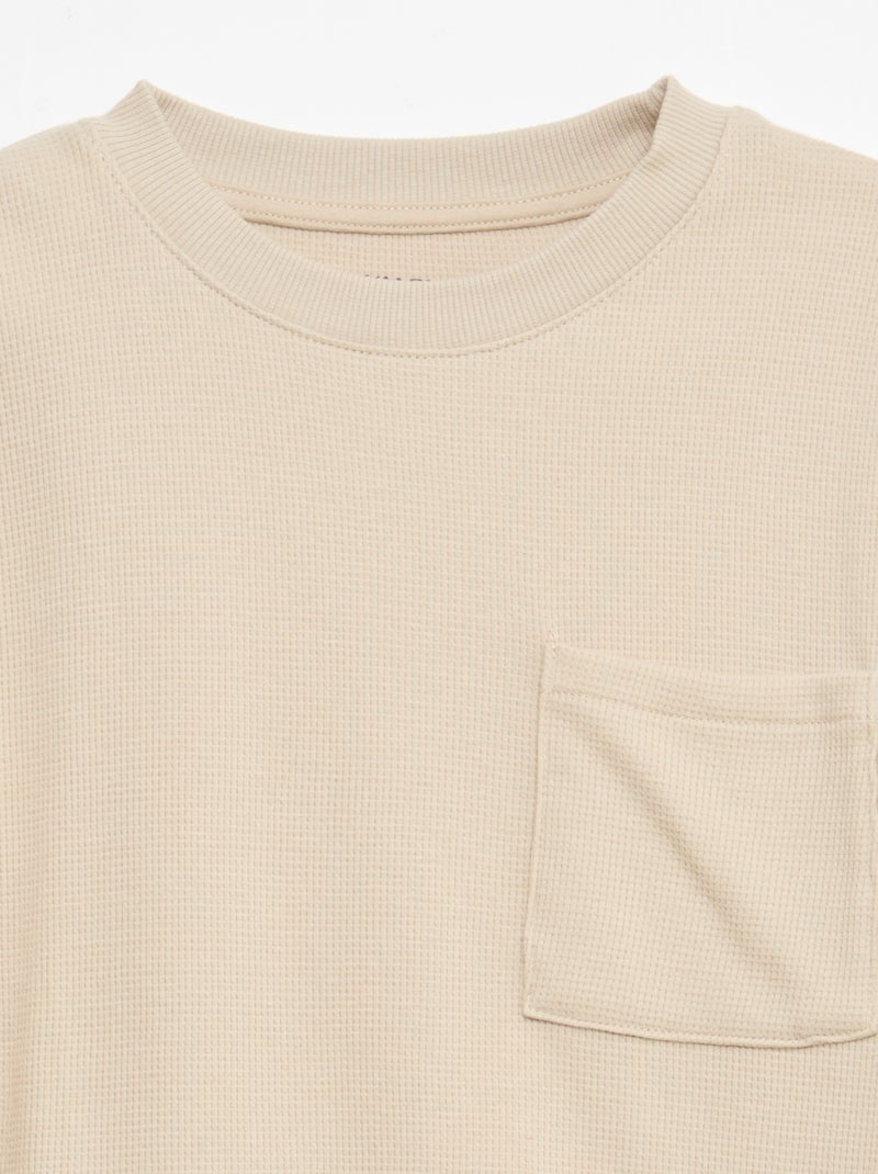 Conjunto de pijama de algodón liso Beige - Kiabi