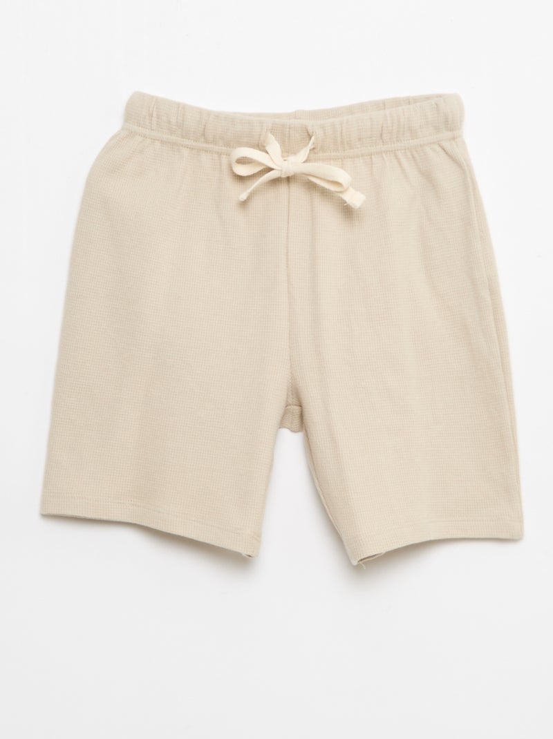Conjunto de pijama de algodón liso Beige - Kiabi