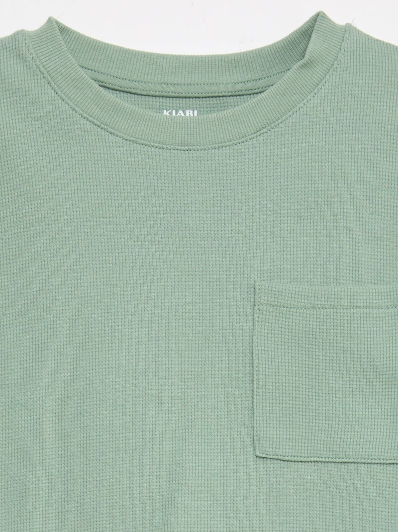 Conjunto de pijama de algodón liso Verde - Kiabi