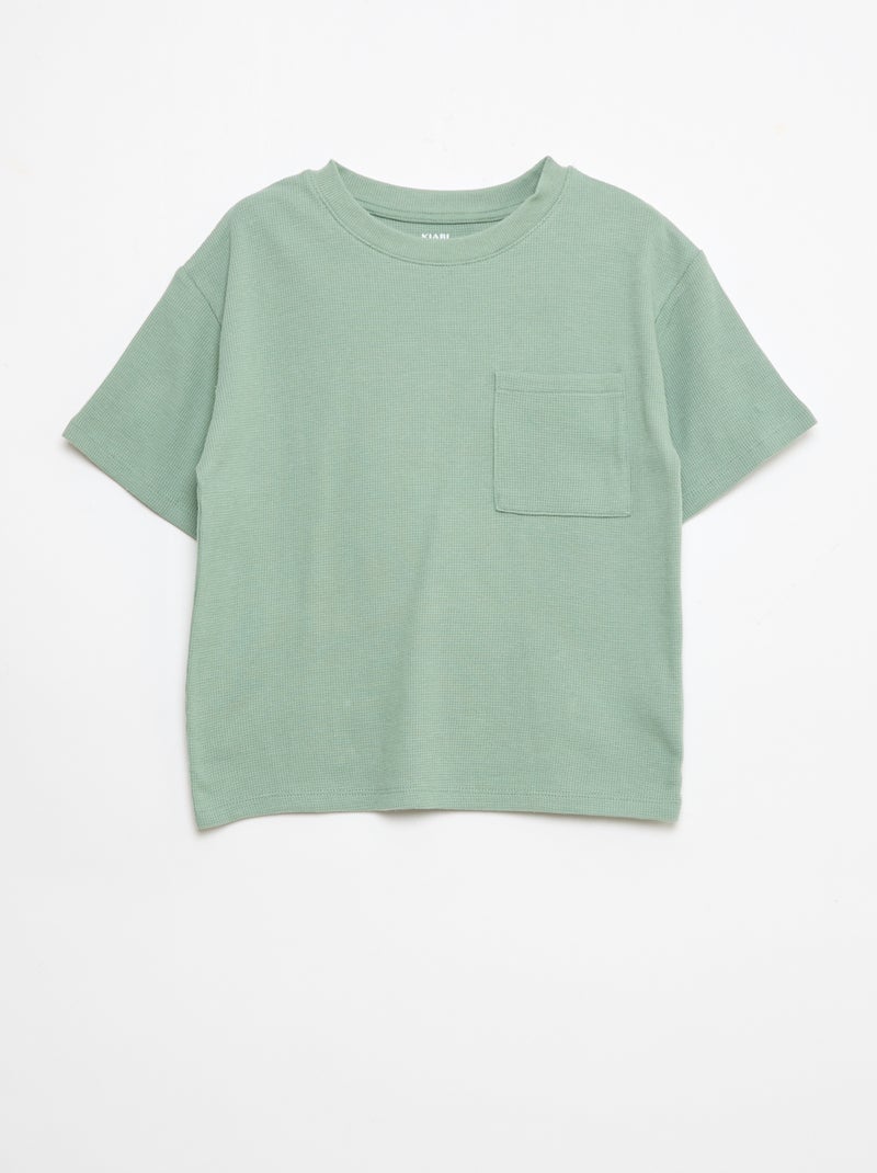 Conjunto de pijama de algodón liso Verde - Kiabi