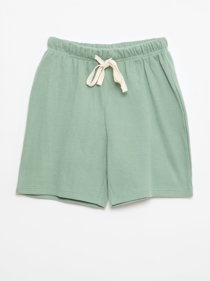Conjunto de pijama de algodón liso Verde - Kiabi