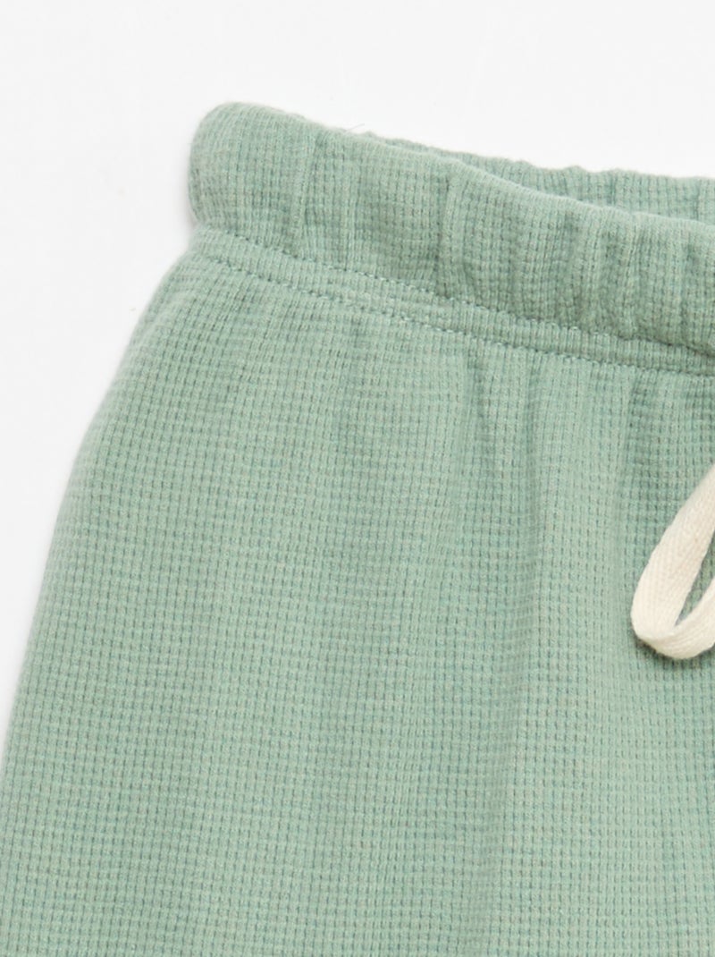 Conjunto de pijama de algodón liso Verde - Kiabi