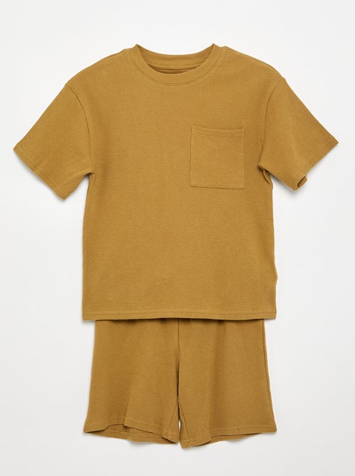 Conjunto de pijama de algodón liso - Kiabi