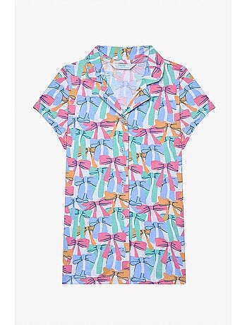 Conjunto de pijama de camisa y shorts con lazos de colores penti