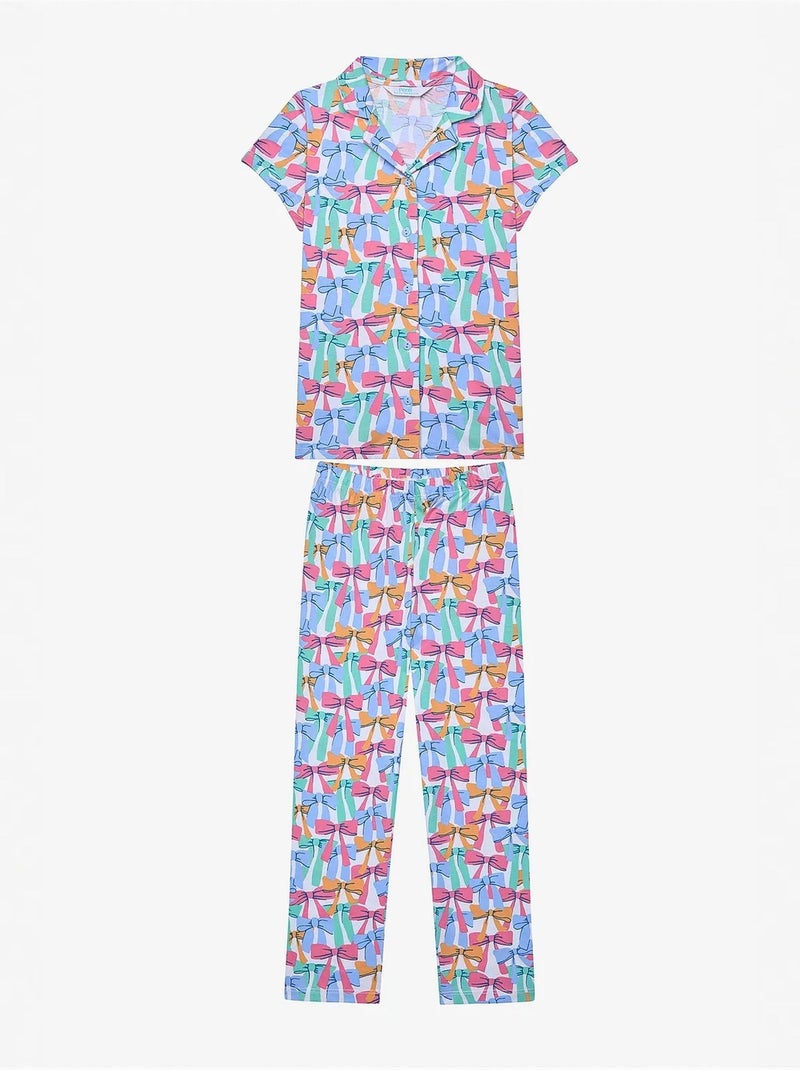 Conjunto de pijama de camisa y shorts con lazos de colores penti Multicolor - Kiabi