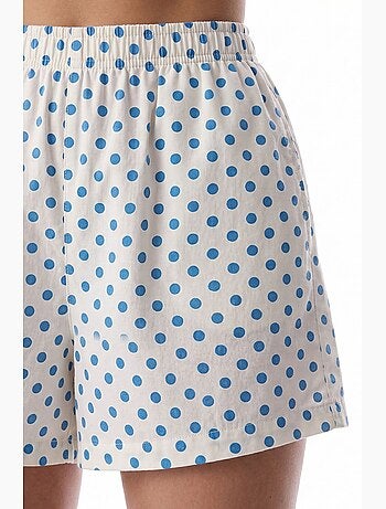 Conjunto de pijama de camisa y shorts con lunares y manga corta penti