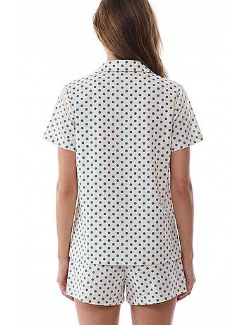 Conjunto de pijama de camisa y shorts con lunares y manga corta penti