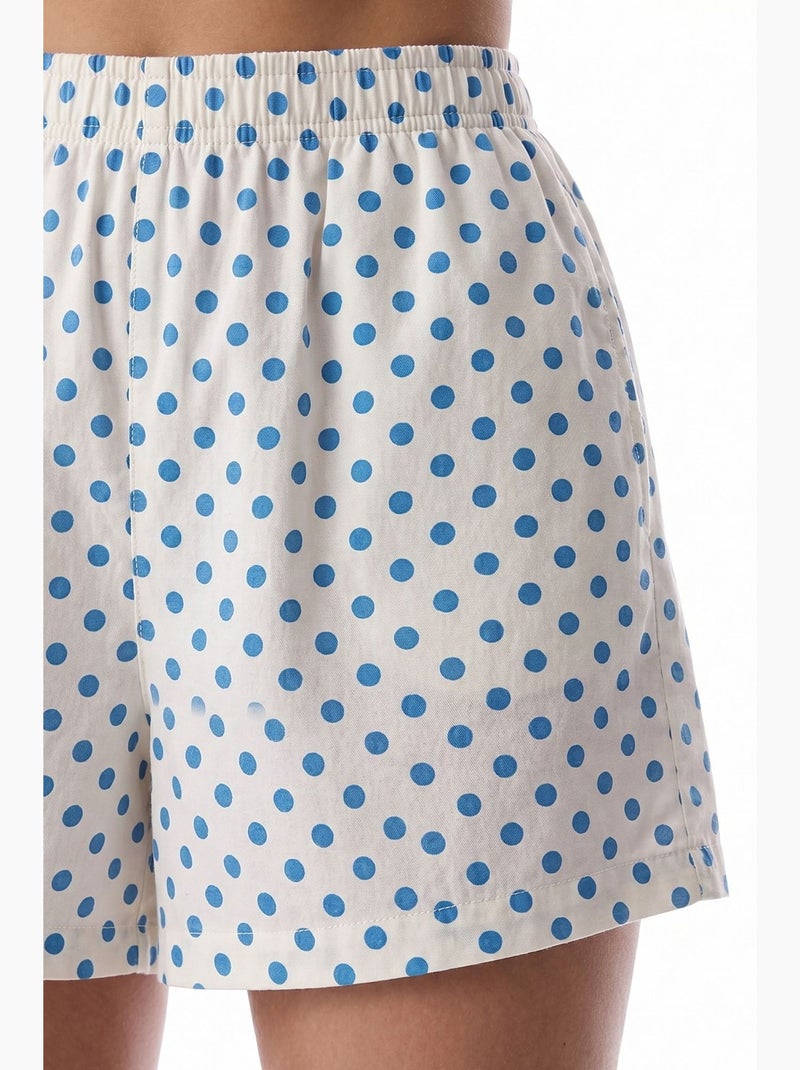 Conjunto de pijama de camisa y shorts con lunares y manga corta penti Blanco roto - Kiabi