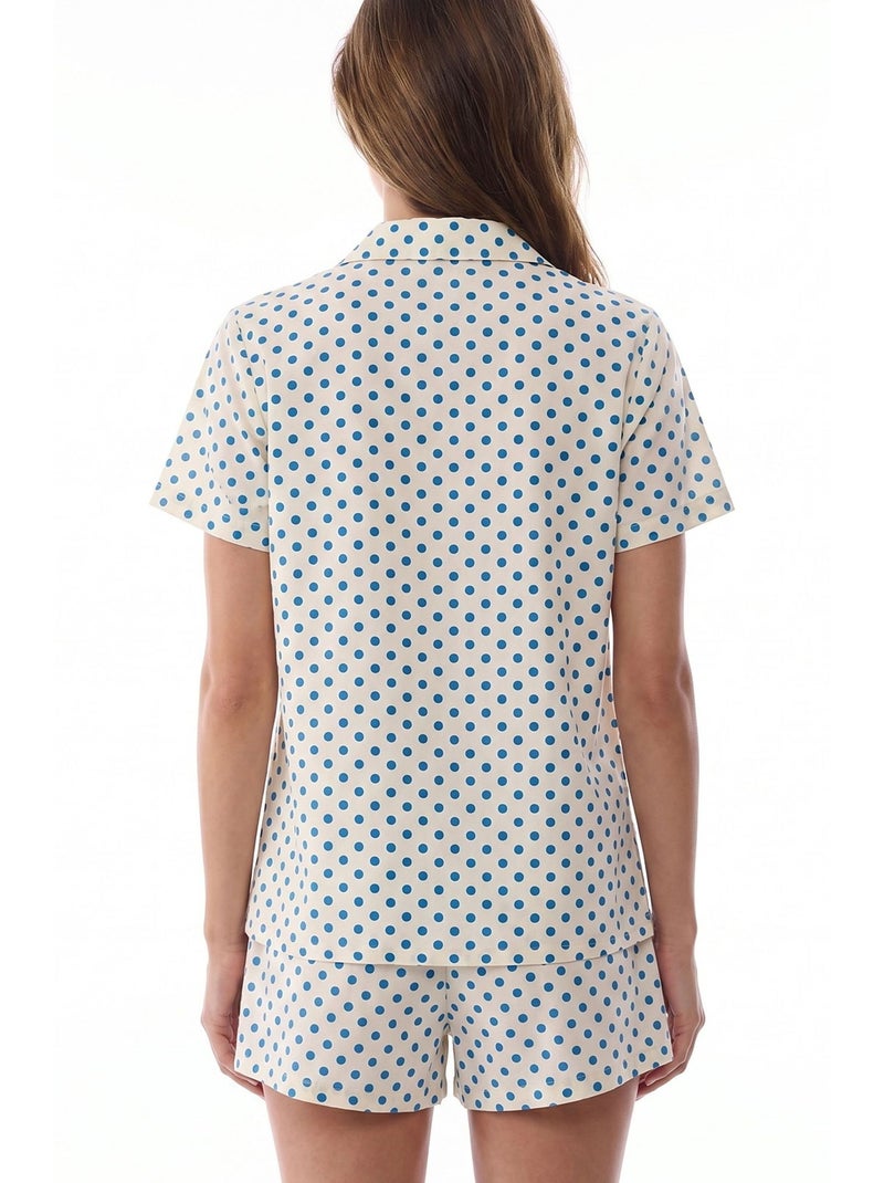 Conjunto de pijama de camisa y shorts con lunares y manga corta penti Blanco roto - Kiabi