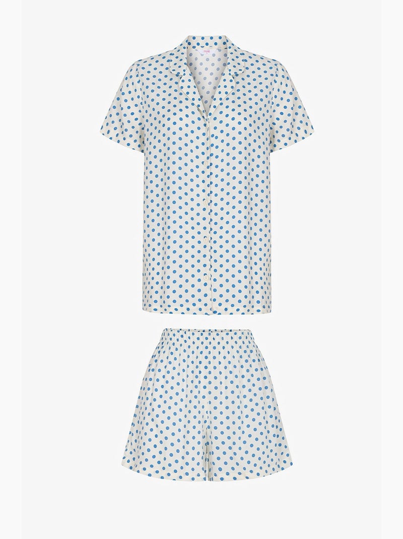 Conjunto de pijama de camisa y shorts con lunares y manga corta penti Blanco roto - Kiabi