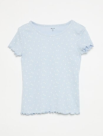 Conjunto de pijama de camiseta + pantalón corto de punto acanalado de algodón