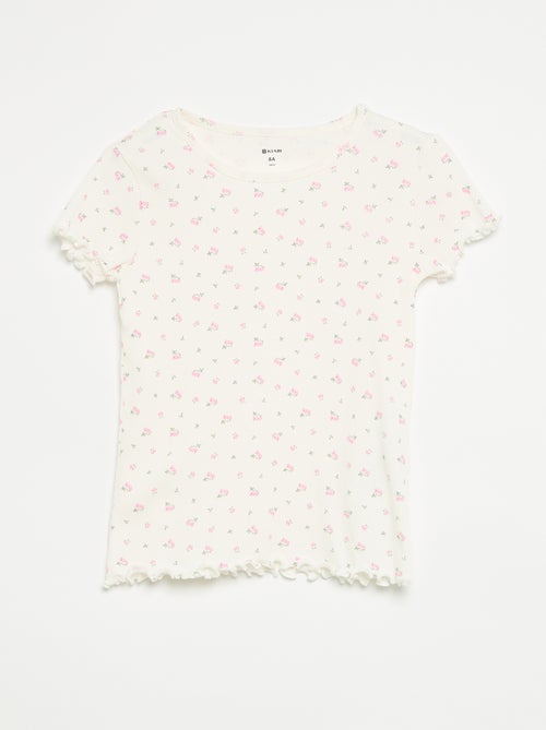 Conjunto de pijama de camiseta + pantalón corto de punto acanalado de algodón - Kiabi